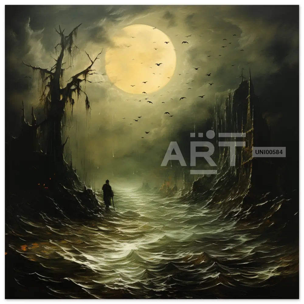 Gothic Moonlight: The Elegy Of The Night Sea 40X40 Cm / 16X16″ Square
