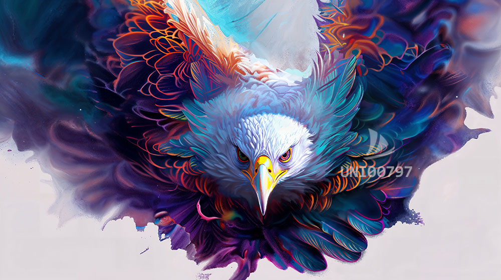 Majestic Aura: The Vivid Eagle Canvas Art