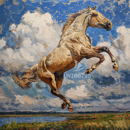 Equestrian Elegance: Exquisite Horse in Motion Canvas Print