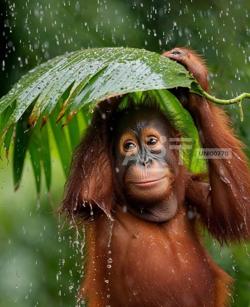 Rainforest Resilience: An Orangutan’s Ingenuity Portrait