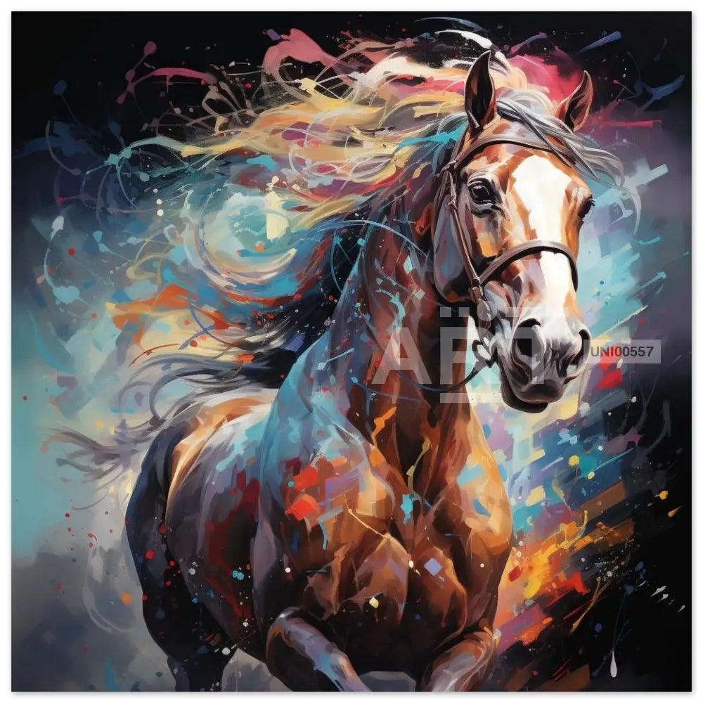 Spirit Unbridled: The Vivid Essence Of Equine Grace 40X40 Cm / 16X16″ Square