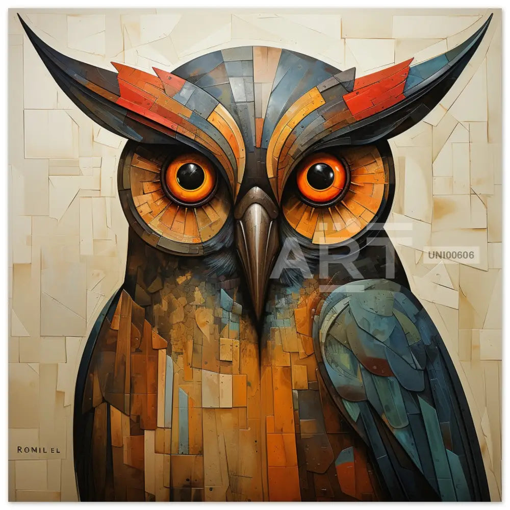 The Owl’s Enigmatic Vision 40X40 Cm / 16X16″ Portrait